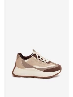 Dámské sneakers na platformě Big Star SS274002 HI-POLY SYSTEM Béžové Dámské sneakers na platformě Big Star SS274002 HI-POLY SYSTEM Béžové