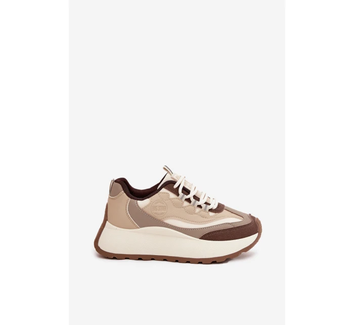 Dámské sneakers na platformě Big Star SS274002 HI-POLY SYSTEM Béžové Dámské sneakers na platformě Big Star SS274002 HI-POLY SYSTEM Béžové