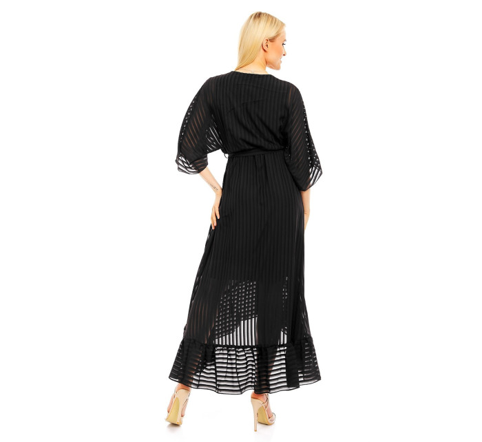 Lehké dámské šaty s asymetrickou sukní černé - Černá - LULU&LOVE