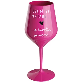 JSEM VE S  růžová nerozbitná sklenice na víno 470 ml model 22167913 - Giftela
