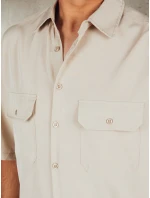 Pánská béžová košile s krátkým rukávem FashionStreet KX1082 Pánská béžová košile s krátkým rukávem FashionStreet KX1082