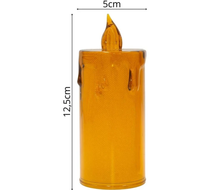 DEKORATIVNÍ SVÍČKA 12,5 CM JANTAROVÁ TEPLÁ BÍLÁ 1 LED