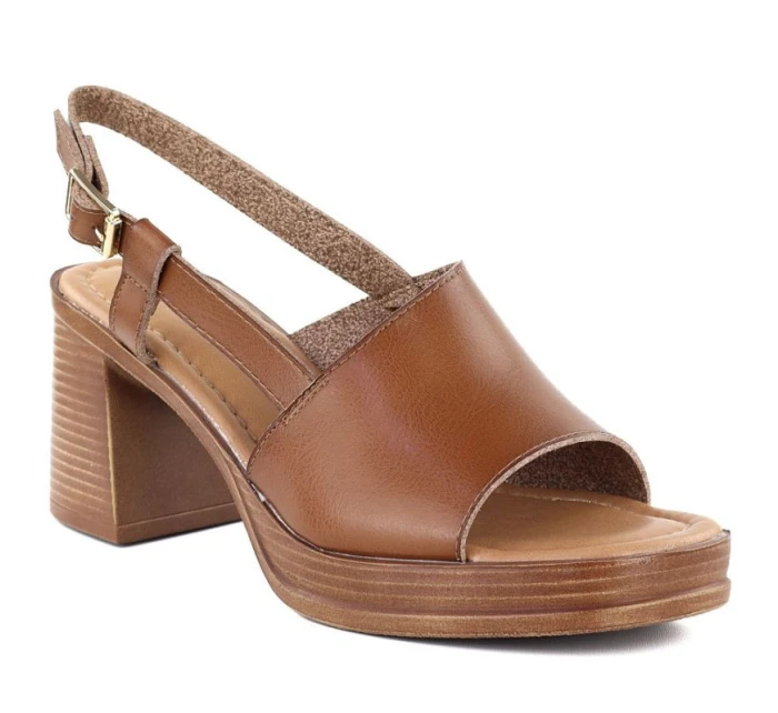 Dámské sandály na jehlovém podpatku hnědé Potocki 54324