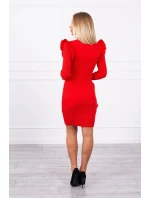 Přiléhavé svetrové šaty s knoflíky červené