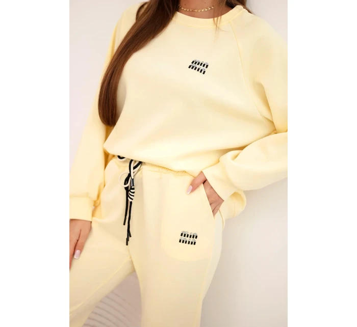 Dámská souprava z viskózy s mikinou a kalhotami žlutý