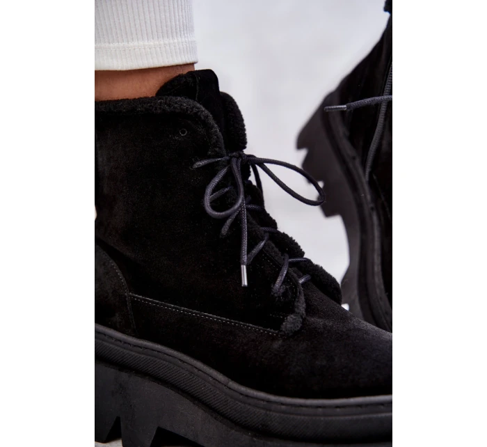 Semišové teplé šněrovací boty Černe model 21598766 - Boto