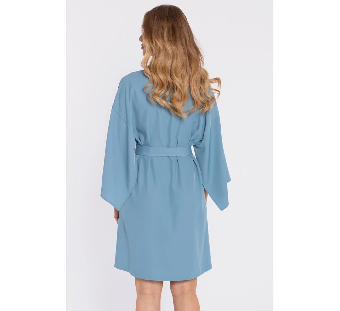 model 22040621 Šaty s ozdobnými širokými rukávy nebesky modré - Moe