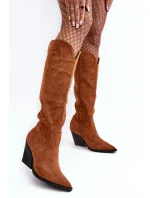 Módní semišové kovbojské boty Camel Delia Módní semišové kovbojské boty Camel Delia