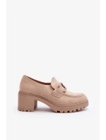 Béžové semišové boty Finley na masivních vysokých podpatcích Béžové semišové boty Finley na masivních vysokých podpatcích