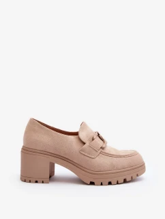 Béžové semišové boty Finley na masivních vysokých podpatcích