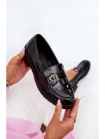 Dámské lakované mokasíny se srdíčkem S.Barski – černé