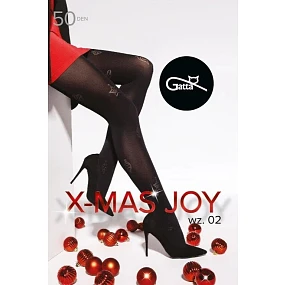 Dámské punčocháče X-Mas Joy 02 / 50 den Černá vzor - Gatta
