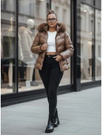 Dámská prošívaná zimní bunda s kožešinou hnědá Dstreet model 21994165 - FashionStreet