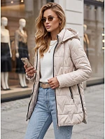 Dámská prošívaná bunda s odnímatelnou kapucí, světle šedá, FashionStreet TY5792 Dámská prošívaná bunda s odnímatelnou kapucí, světle šedá, FashionStreet TY5792
