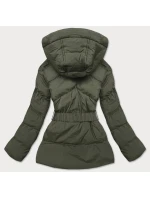 Dámská prošívaná bunda v khaki barvě s opaskem pro přechodné období (23060-2) Dámská prošívaná bunda v khaki barvě s opaskem pro přechodné období (23060-2)