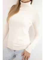 Dámský svetr z viskózy s rolákem a dlouhým rukávem béžový Dámský svetr z viskózy s rolákem a dlouhým rukávem béžový