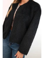 Dámská kožešinová bunda bez zapínání černá