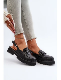 Dámské sandály na ploché podrážce s ozdobou Černé D&A MR38-656