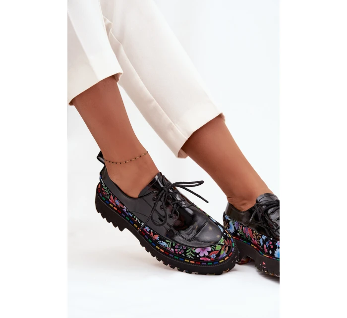 Lakované polobotky z pravé kůže s vzorem model 21712368 Černé - Artiker