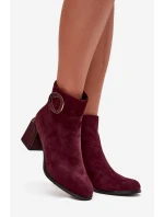 Semišové kotníčkové boty na podpatku s vyztuženým detailem Artiker 57C0016 bordó