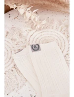 Dámské bavlněné ponožky s pruhy – ecru