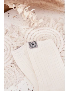 Dámské bavlněné ponožky s pruhy – ecru