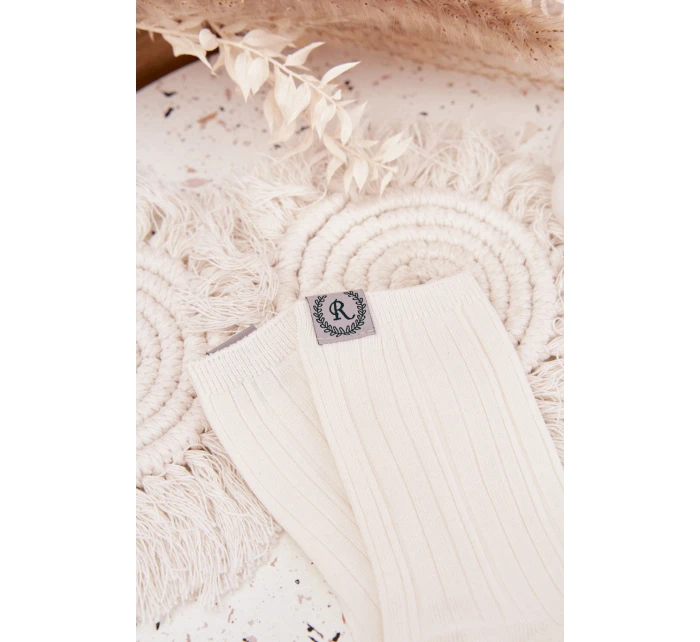 Dámské bavlněné ponožky s pruhy – ecru