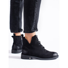 Krásné  kotníčkové boty dámské černé płaski