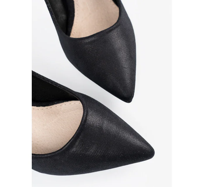 Pěkné dámské  lodičky černé na jehlovém podpatku