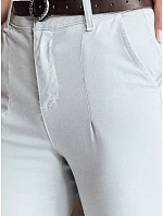 Dámské bavlněné kalhoty slim fit s páskem TAIRONIK světle šedé FashionStreet UY2538 Dámské bavlněné kalhoty slim fit s páskem TAIRONIK světle šedé FashionStreet UY2538