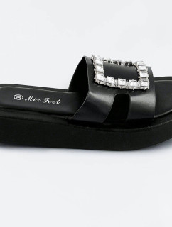 Černé dámské pantofle se zirkony model 17360257 - Mix Feel
