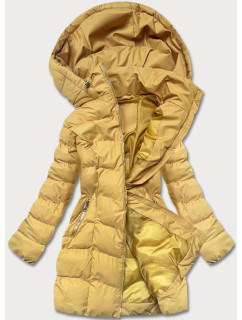 Žlutá dámská zimní bunda s kapucí (5M750-254)