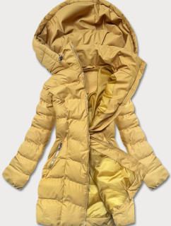Žlutá dámská zimní bunda s kapucí (5M750-254)