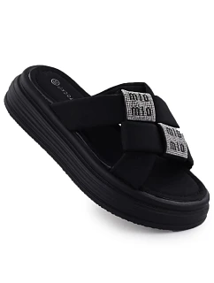 Dámské žabky na platformě se zirkony černé Potocki 16347