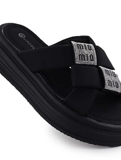 Dámské žabky na platformě se zirkony černé Potocki 16347