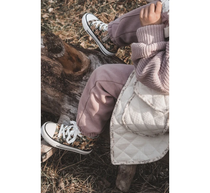 Dětské vysoké tenisky s zipem Béžová a zelená Filemon Dětské vysoké tenisky s zipem Béžová a zelená Filemon