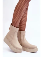 Dámské kožené boty na platformě Bežové model 21633565 - Zazoo