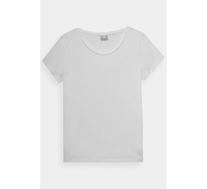 Hladké dámské tričko s logem bílé model 21668535 - 4F Hladké dámské tričko s logem bílé model 21668535 - 4F