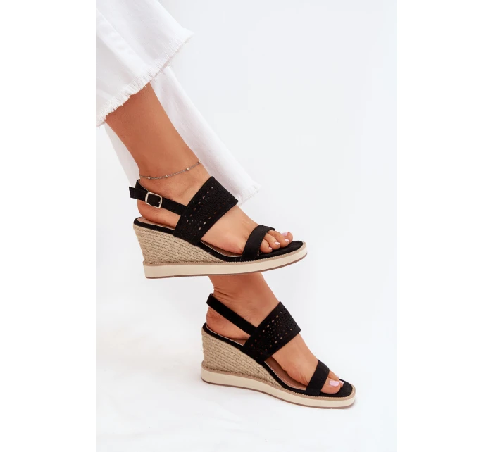 Dámské Sandály S Na Klínu Černé model 21704029 - Boto Dámské Sandály S Na Klínu Černé model 21704029 - Boto