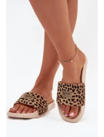 Dámské pantofle na pěnové podrážce s kožešinou Big Star model 21706496 Leopardí Béžové - Big Star Shoes Dámské pantofle na pěnové podrážce s kožešinou Big Star model 21706496 Leopardí Béžové - Big Star Shoes