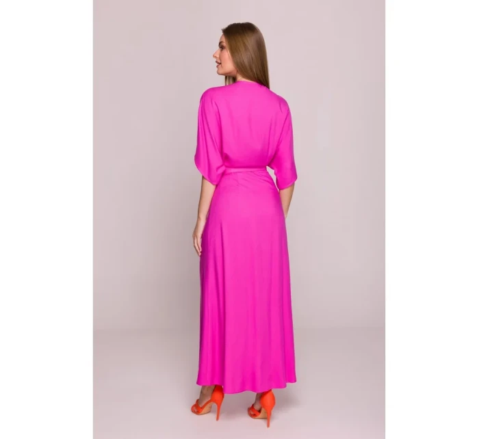 Viskózové maxi šaty se vzorem lila model 21154684 - STYLOVE