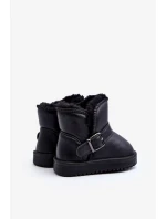 Dětské eko kožené sněhule s páskem, černá Orinor Dětské eko kožené sněhule s páskem, černá Orinor