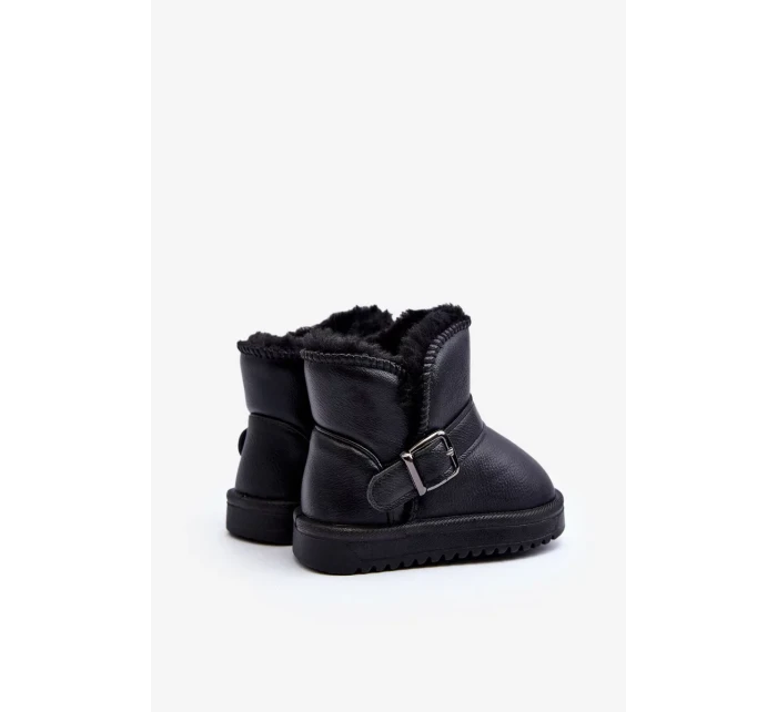 Dětské eko kožené sněhule s páskem, černá Orinor Dětské eko kožené sněhule s páskem, černá Orinor