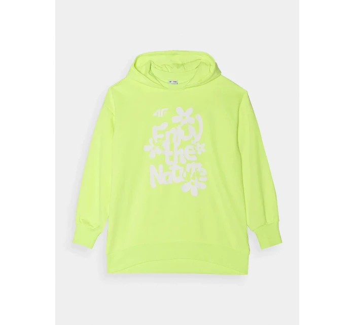 Dívčí tepláková mikina bez zapínání a s kapucí 4F - žlutá Dívčí tepláková mikina bez zapínání a s kapucí 4F - žlutá