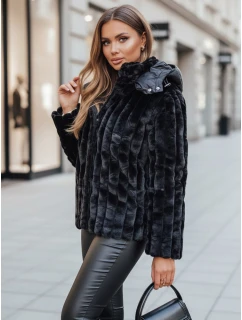 Dámská kožešinová bunda s kapucí černá FashionStreet TY5276z