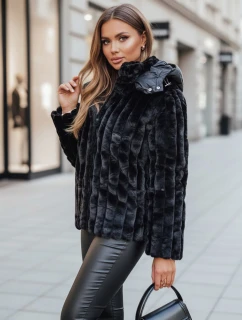Dámská kožešinová bunda s kapucí černá FashionStreet TY5276z