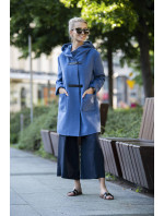 Světle modrý krátký dámský kabát s kapucí (GSQ2311)