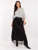 Černá saténová sukně s krajkovým lemováním model 21756291 - Factory Price