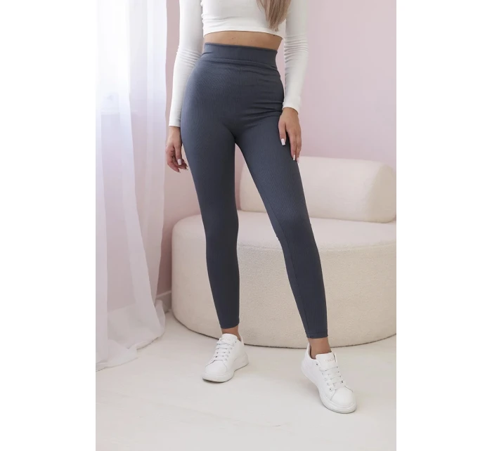 Pruhované legíny v grafitové barvě