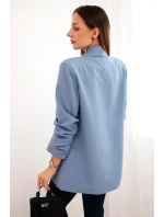 Elegantní sako s klopami model 21819283 modré - K-Fashion Elegantní sako s klopami model 21819283 modré - K-Fashion